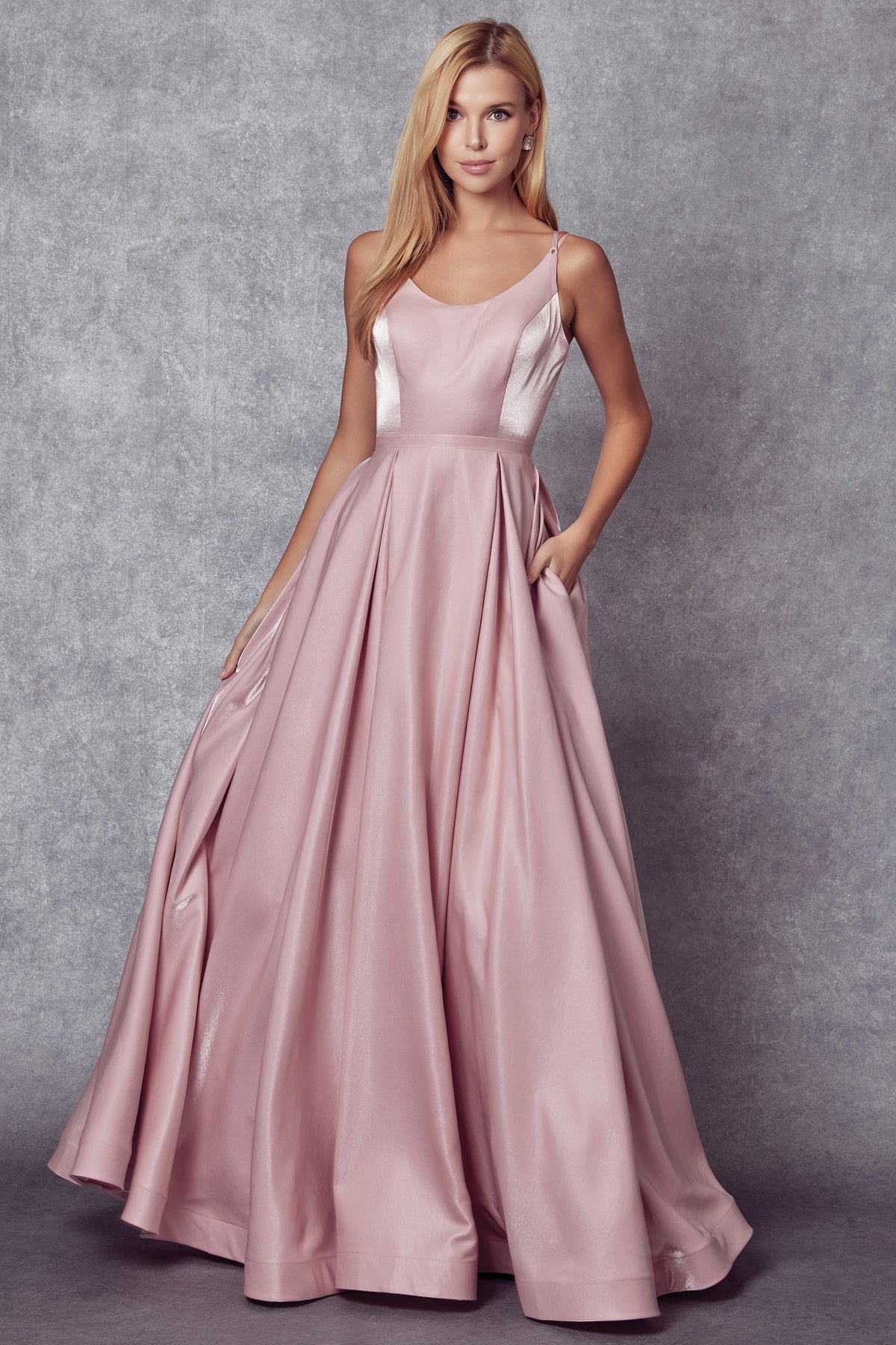 Open Criss Cross Back Round Neck Embellished Glitter Long Prom Dress JT244-Prom Dress-smcfashion.com