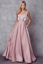 Open Criss Cross Back Round Neck Embellished Glitter Long Prom Dress JT244-Prom Dress-smcfashion.com