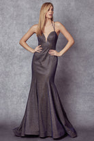 Embellished Glitter Open Criss Cross Back Mermaid Long Prom Dress JT242-Prom Dress-smcfashion.com