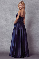 Strapless Embellished Waist Open Back Satin Long Prom Dress JT688-Prom Dress-smcfashion.com