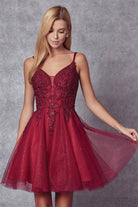 Embellished Beads Illusion V-Neck Straps Short Cocktail & Homecoming Dress JT857-Cocktail Dress-smcfashion.com