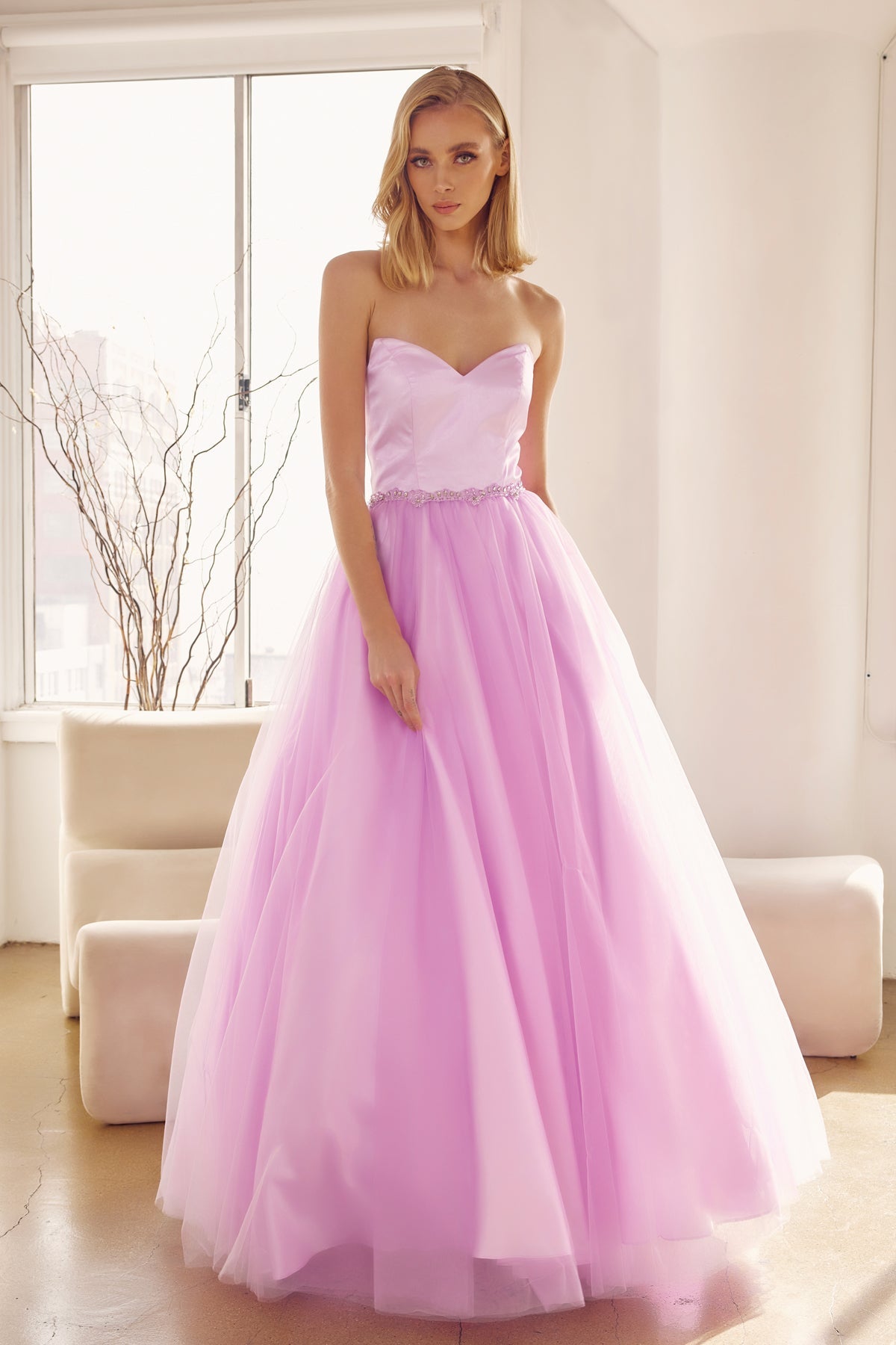 Strapless Sweetheart A-Line Tulle Skirt Long Prom Dress JT265-Prom Dress-smcfashion.com