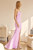 Embroidered Sequin Open Criss Cross Back Side Slit Long Prom Dress JT266-Prom Dress-smcfashion.com