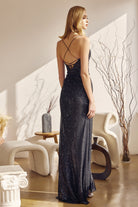 V-Neck Embroidered Sequin Side Slit Long Prom Dress JT273-Prom Dress-smcfashion.com
