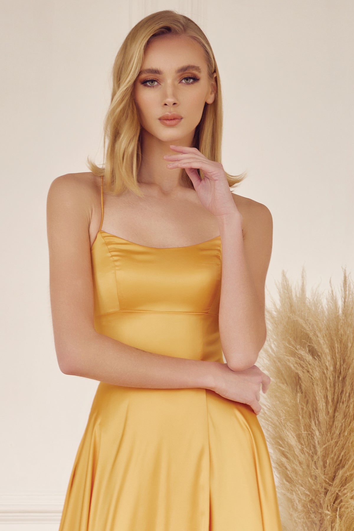 Satin A-Line Side Slit Straight Across Open Back Long Evening Dress JT278-Evening Dress-smcfashion.com