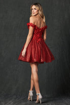 Off Shoulder 3D Floral Applique Sweetheart Short Cocktail & Homecoming Dress JT861-Cocktail Dress-smcfashion.com