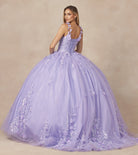 Floral Applique 3D Flowers Straps Long Quinceanera Dress JT1437-Quinceanera Dress-smcfashion.com