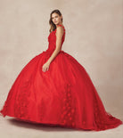 Floral Applique 3D Flowers Straps Long Quinceanera Dress JT1437-Quinceanera Dress-smcfashion.com