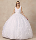 Floral Applique 3D Flowers Straps Long Quinceanera Dress JT1437-Quinceanera Dress-smcfashion.com