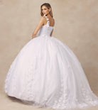 Floral Applique 3D Flowers Straps Long Quinceanera Dress JT1437-Quinceanera Dress-smcfashion.com