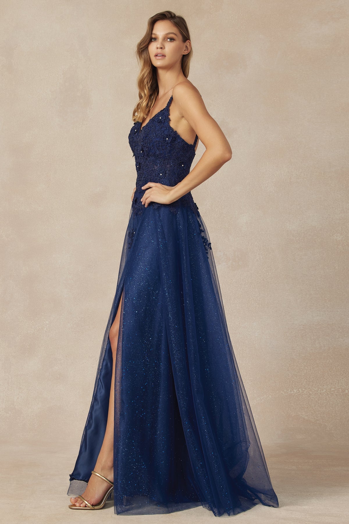 Embellished Beads Embroidered Bodice Tulle Skirt Long Prom Dress JT283-Prom Dress-smcfashion.com