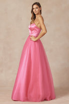 Strapless Sweetheart A-Line Tulle Skirt Long Prom Dress JT265-Prom Dress-smcfashion.com