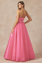 Strapless Sweetheart A-Line Tulle Skirt Long Prom Dress JT265-Prom Dress-smcfashion.com
