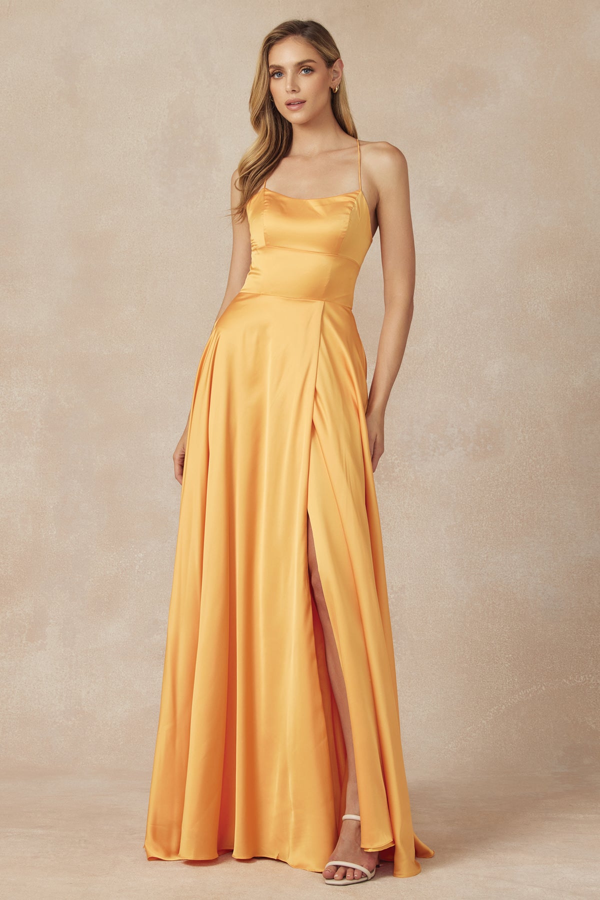 Satin A-Line Side Slit Straight Across Open Back Long Evening Dress JT278-Evening Dress-smcfashion.com