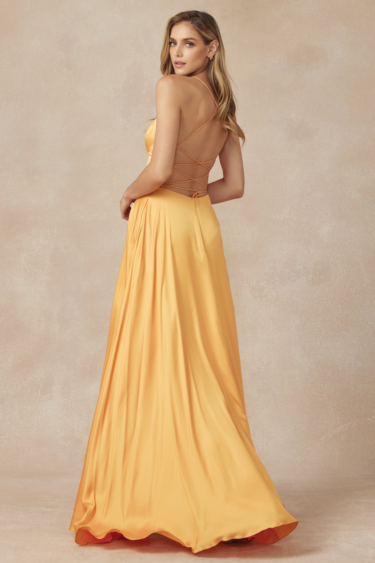 Satin A-Line Side Slit Straight Across Open Back Long Evening Dress JT278-Evening Dress-smcfashion.com