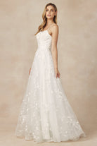 Sleeveless Embroidered Lace A-Line Long Wedding Dress JT279W-Wedding Dress-smcfashion.com