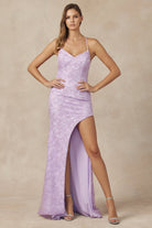 Embroidered Sequin Open Criss Cross Back Side Slit Long Prom Dress JT266-Prom Dress-smcfashion.com