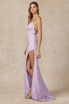 Embroidered Sequin Open Criss Cross Back Side Slit Long Prom Dress JT266-Prom Dress-smcfashion.com