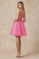 Floral Applique With Stones Babydoll Short Cocktail Dress JT860-Cocktail Dress-smcfashion.com