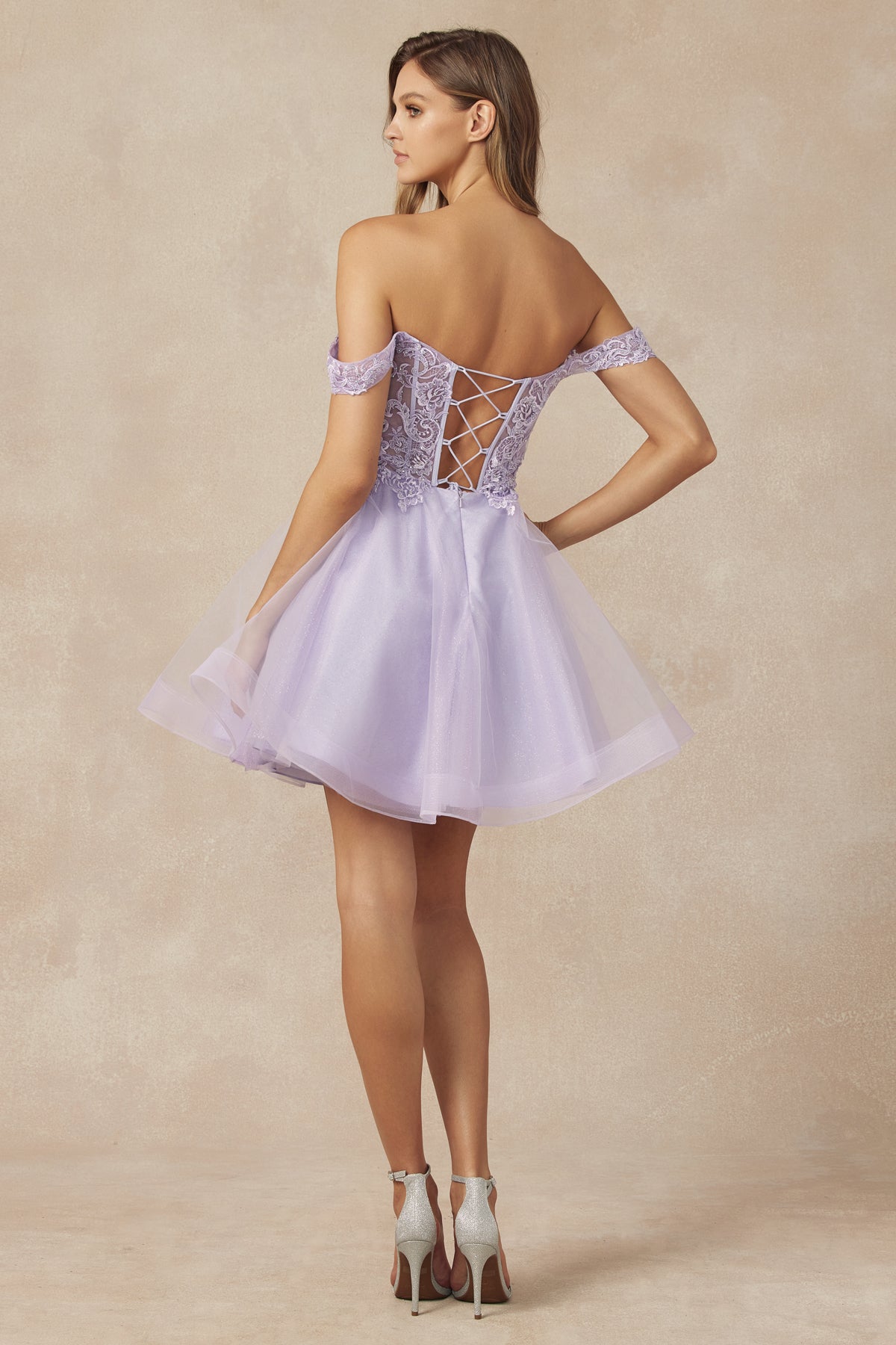Off Shoulder Sweetheart Embroidered Lace Short Cocktail Dress JT880-Cocktail Dress-smcfashion.com