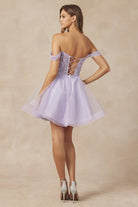 Off Shoulder Sweetheart Embroidered Lace Short Cocktail Dress JT880-Cocktail Dress-smcfashion.com