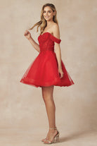 Off Shoulder Sweetheart Embroidered Lace Short Cocktail Dress JT880-Cocktail Dress-smcfashion.com