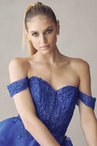 Off Shoulder Sweetheart Embroidered Lace Short Cocktail Dress JT880-Cocktail Dress-smcfashion.com