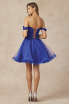 Off Shoulder Sweetheart Embroidered Lace Short Cocktail Dress JT880-Cocktail Dress-smcfashion.com