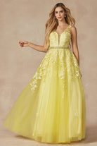 Embroidered Lace Embellished Jewel Waist Long Prom Dress JT224-Prom Dress-smcfashion.com