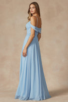 Pleated Off The Shoulder Full Skirt Formal Long Bridesmaid Dress JT262-Bridesmaid Dress-smcfashion.com