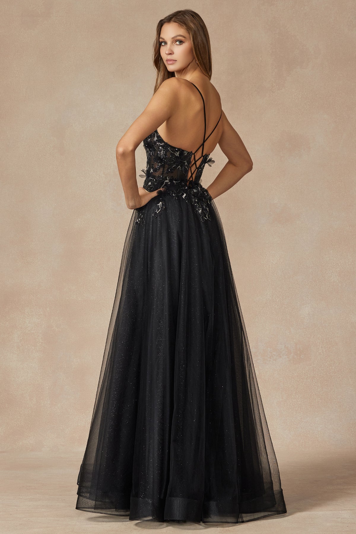 Sequin Butterfly Embroidered Boned Bodice Long Prom Dress JT2401-Prom Dress-smcfashion.com