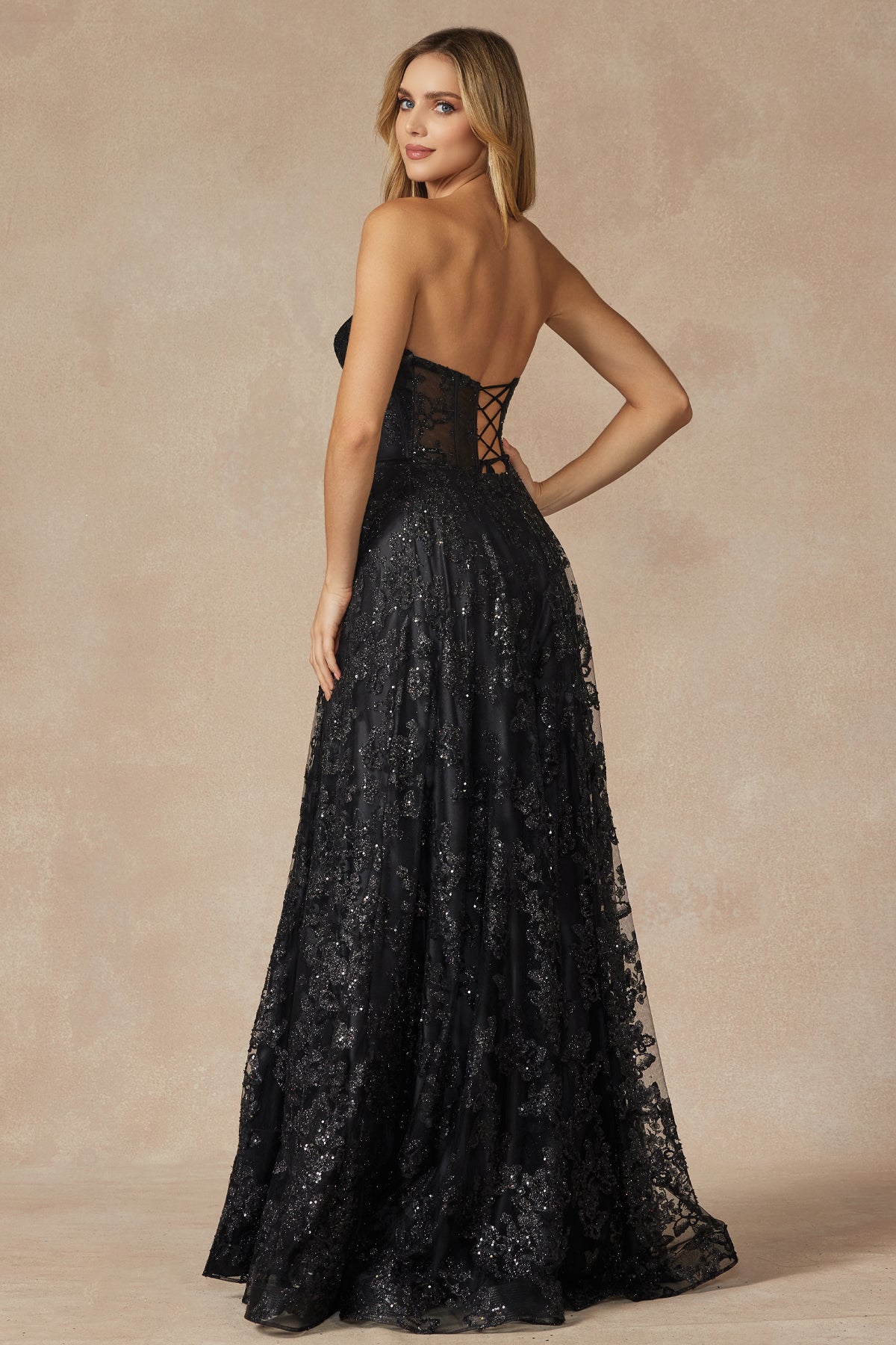 Butterfly Glitter Embroidered Corset Top Long Prom Dress JT2403-Prom Dress-smcfashion.com