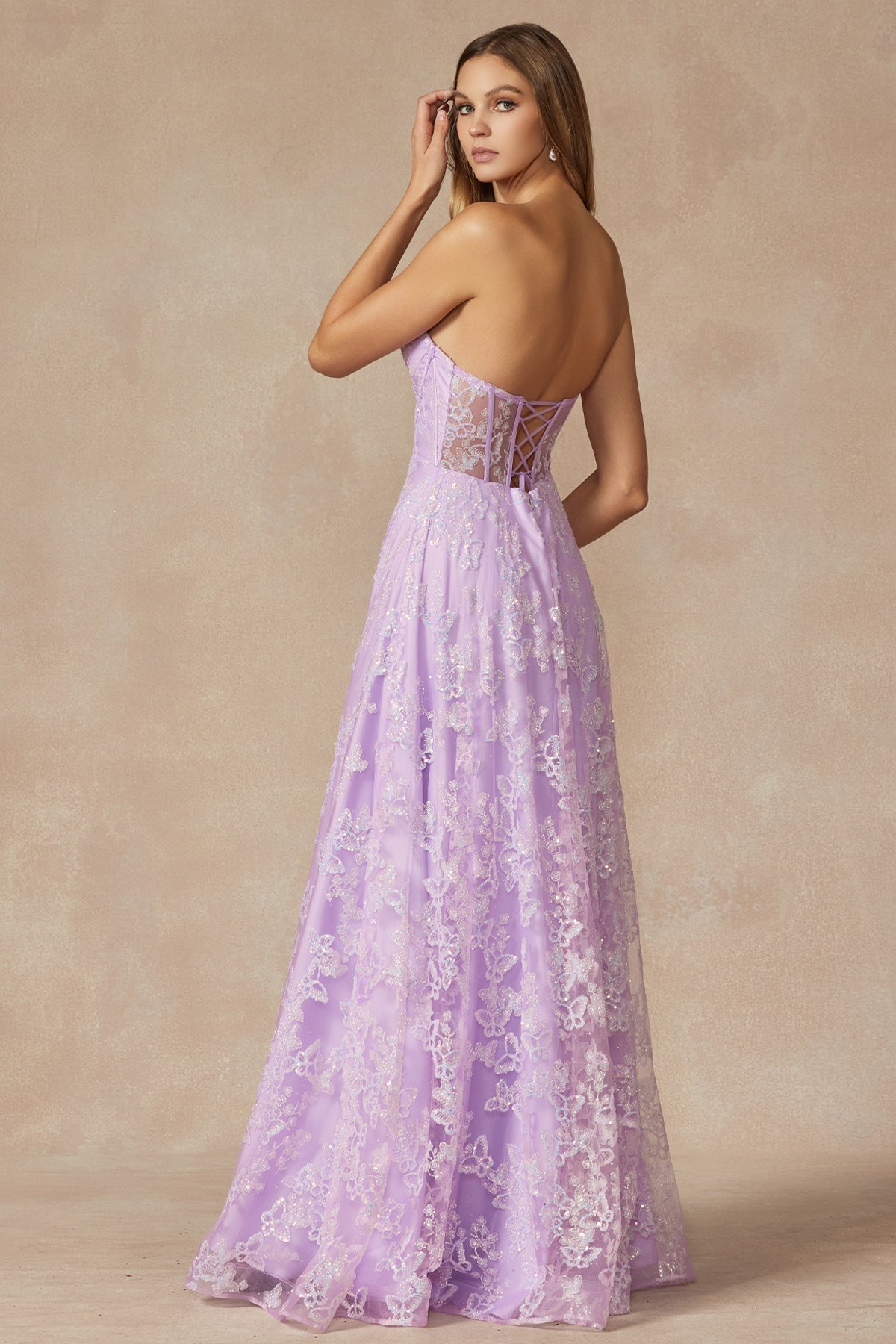 Butterfly Glitter Embroidered Corset Top Long Prom Dress JT2403-Prom Dress-smcfashion.com