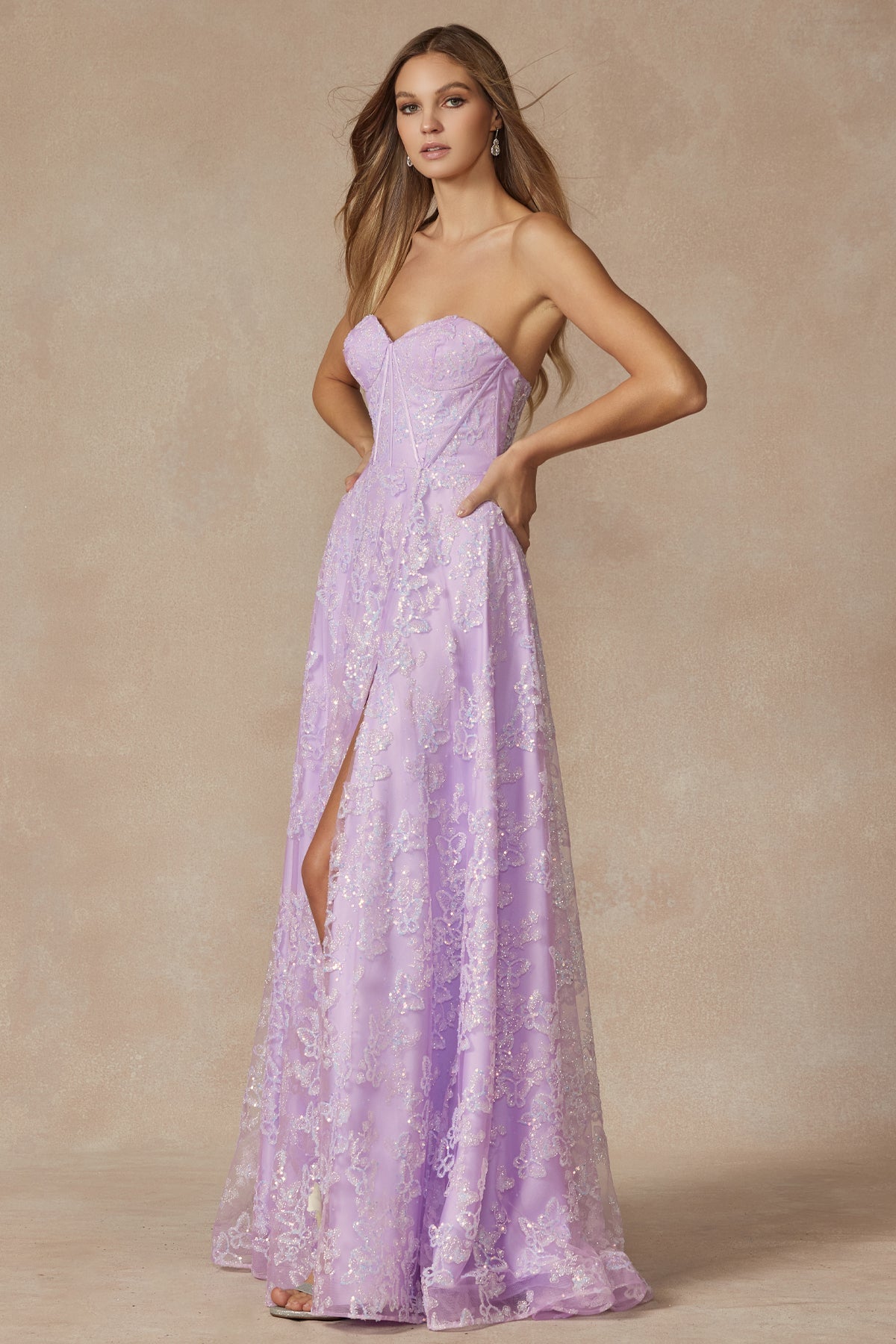Butterfly Glitter Embroidered Corset Top Long Prom Dress JT2403-Prom Dress-smcfashion.com