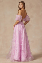 Strapless Sequin Tulle Removable Balloon Sleeves Long Prom Dress JT2404-Prom Dress-smcfashion.com