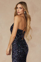 Velvet Sequin Fitted Sweetheart Lace Up Back Long Prom Dress JT2406-Prom Dress-smcfashion.com