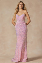 Velvet Sequin Fitted Sweetheart Lace Up Back Long Prom Dress JT2406-Prom Dress-smcfashion.com