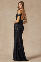 Off The Shoulder Embroidered Sequins Skirt Slit Long Prom Dress JT2410-Prom Dress-smcfashion.com