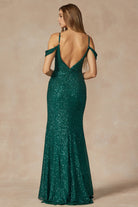 Off The Shoulder Embroidered Sequins Skirt Slit Long Prom Dress JT2410-Prom Dress-smcfashion.com