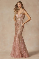 Feather Skirt Mermaid Open V-Back Illusion Sweetheart Long Prom Dress JT286-Prom Dress-smcfashion.com