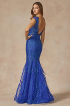 Feather Skirt Mermaid Open V-Back Illusion Sweetheart Long Prom Dress JT286-Prom Dress-smcfashion.com