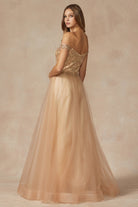 Off The Shoulder Beads Top Tulle Skirt Long Prom Dress JT287-Prom Dress-smcfashion.com
