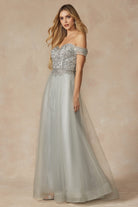 Off The Shoulder Beads Top Tulle Skirt Long Prom Dress JT287-Prom Dress-smcfashion.com