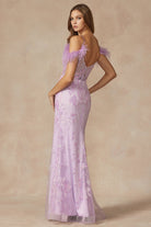 Fully Glitter Corset Bodice Feathers Off The Shoulder Long Prom Dress JT288-Prom Dress-smcfashion.com