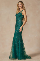 Butterfly Appliques With Low V-Neck Mermaid Long Prom Dress JT294-Prom Dress-smcfashion.com