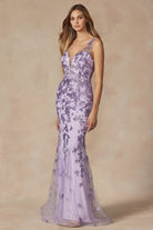 Butterfly Appliques With Low V-Neck Mermaid Long Prom Dress JT294-Prom Dress-smcfashion.com