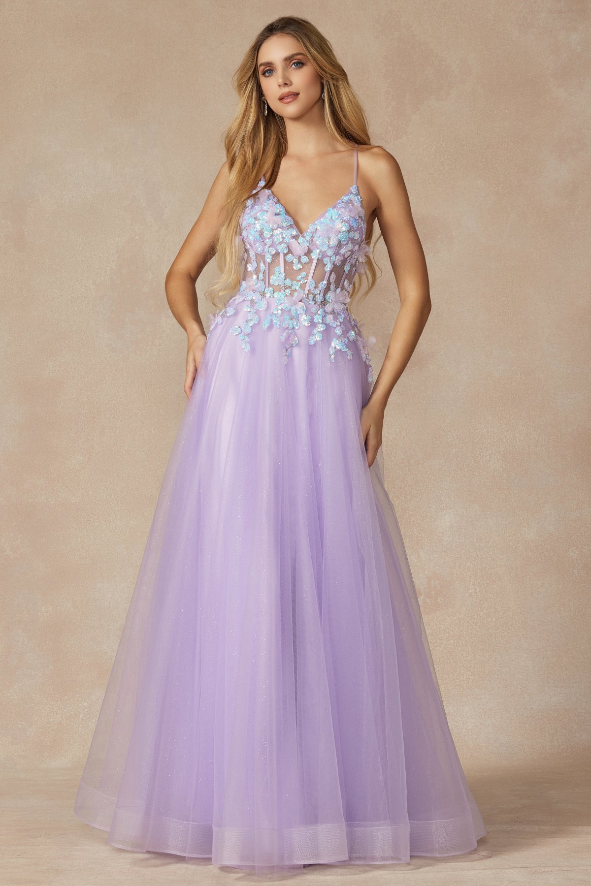Sequin Butterfly Embroidered Boned Bodice Long Prom Dress JT2401-Prom Dress-smcfashion.com
