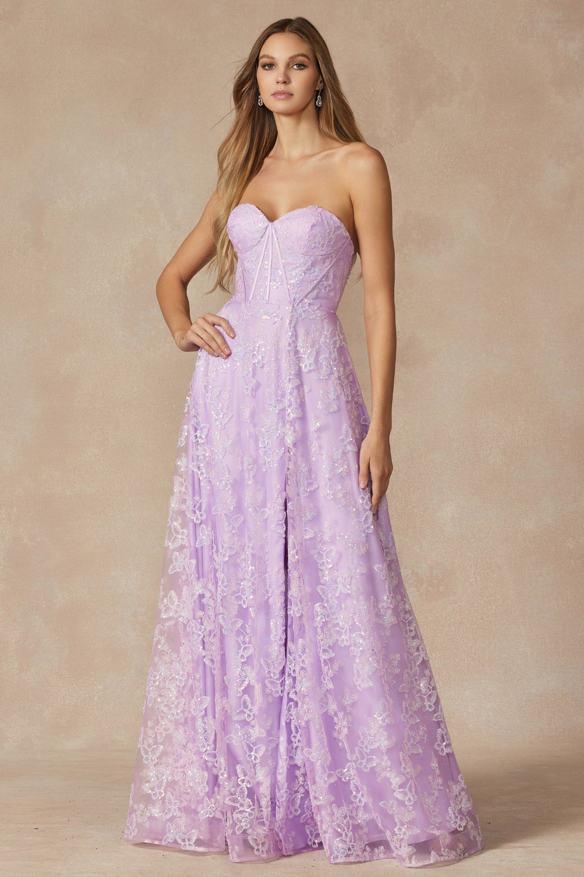 Butterfly Glitter Embroidered Corset Top Long Prom Dress JT2403-Prom Dress-smcfashion.com