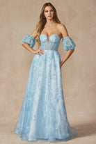 Strapless Sequin Tulle Removable Balloon Sleeves Long Prom Dress JT2404-Prom Dress-smcfashion.com