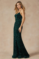 Velvet Sequin Fitted Sweetheart Lace Up Back Long Prom Dress JT2406-Prom Dress-smcfashion.com